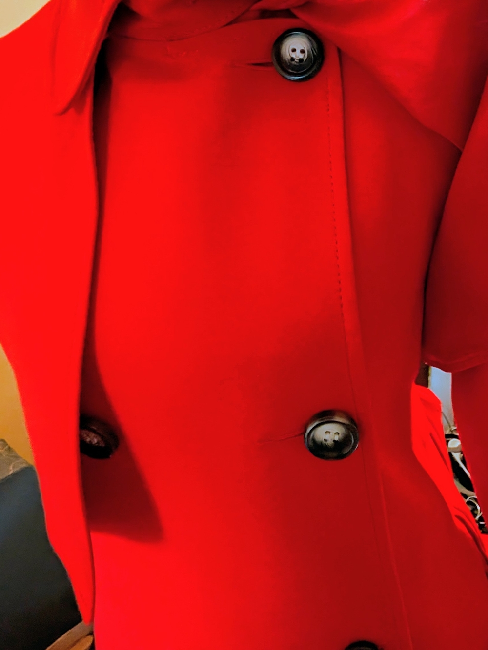 Topshop Red Double-Breasted Pea Coat with Capelet And Belt - Picture 3 of 11